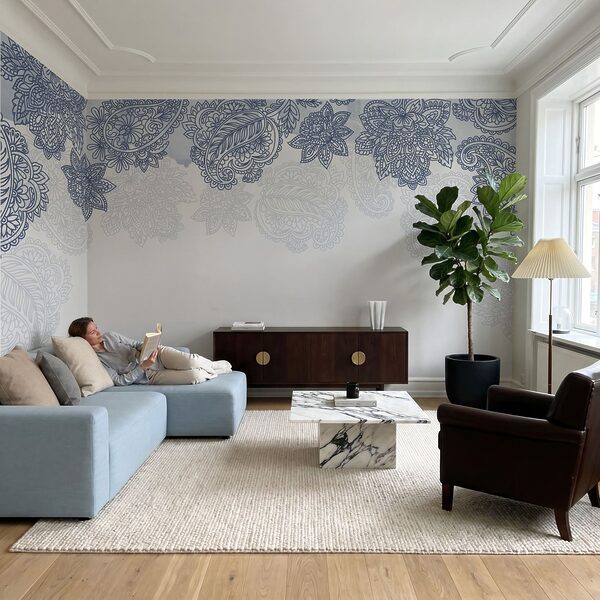 Bordure florale bleue et blanche Bordure florale bleue et blanche