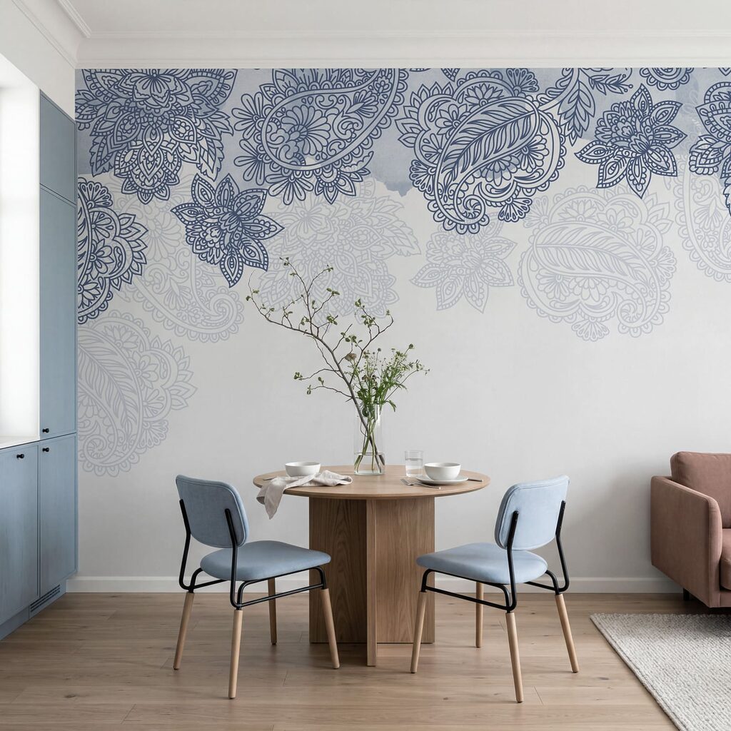Bordure florale bleue et blanche Bordure florale bleue et blanche