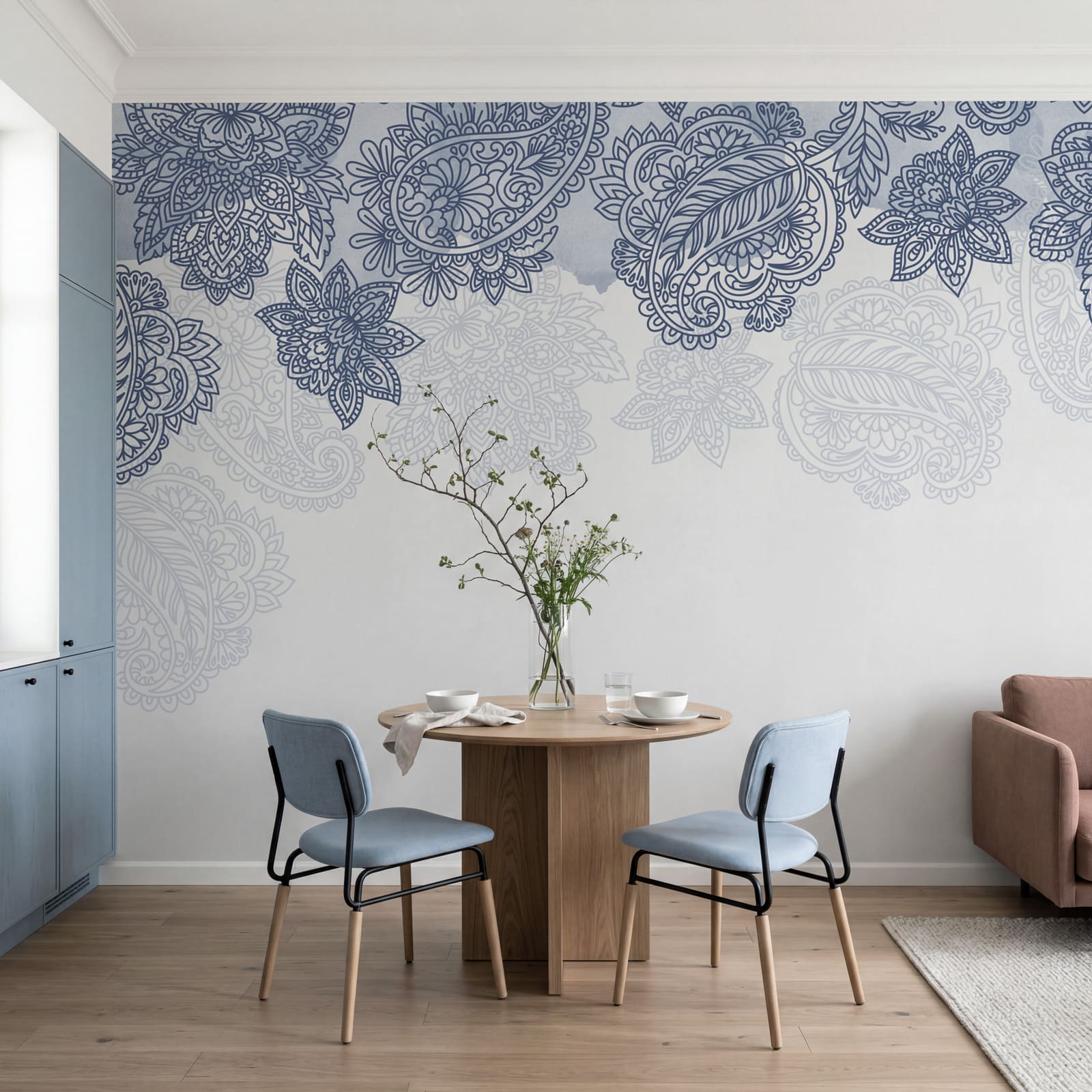 Bordure florale bleue et blanche Bordure florale bleue et blanche