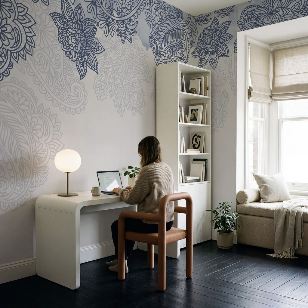 Bordure florale bleue et blanche Bordure florale bleue et blanche