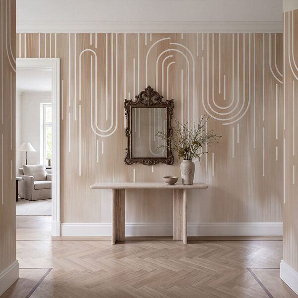 Des lignes blanches sur un fond marron