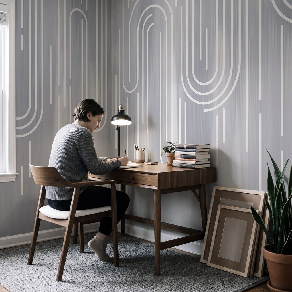 Des lignes blanches sur fond gris Des lignes blanches sur fond gris