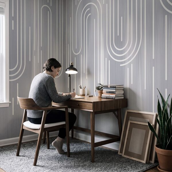 Des lignes blanches sur fond gris Des lignes blanches sur fond gris