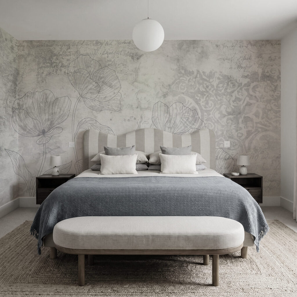 Motif floral gris et blanc Motif floral gris et blanc