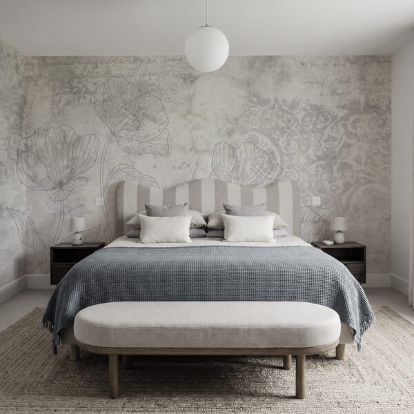 Motif floral gris et blanc Motif floral gris et blanc