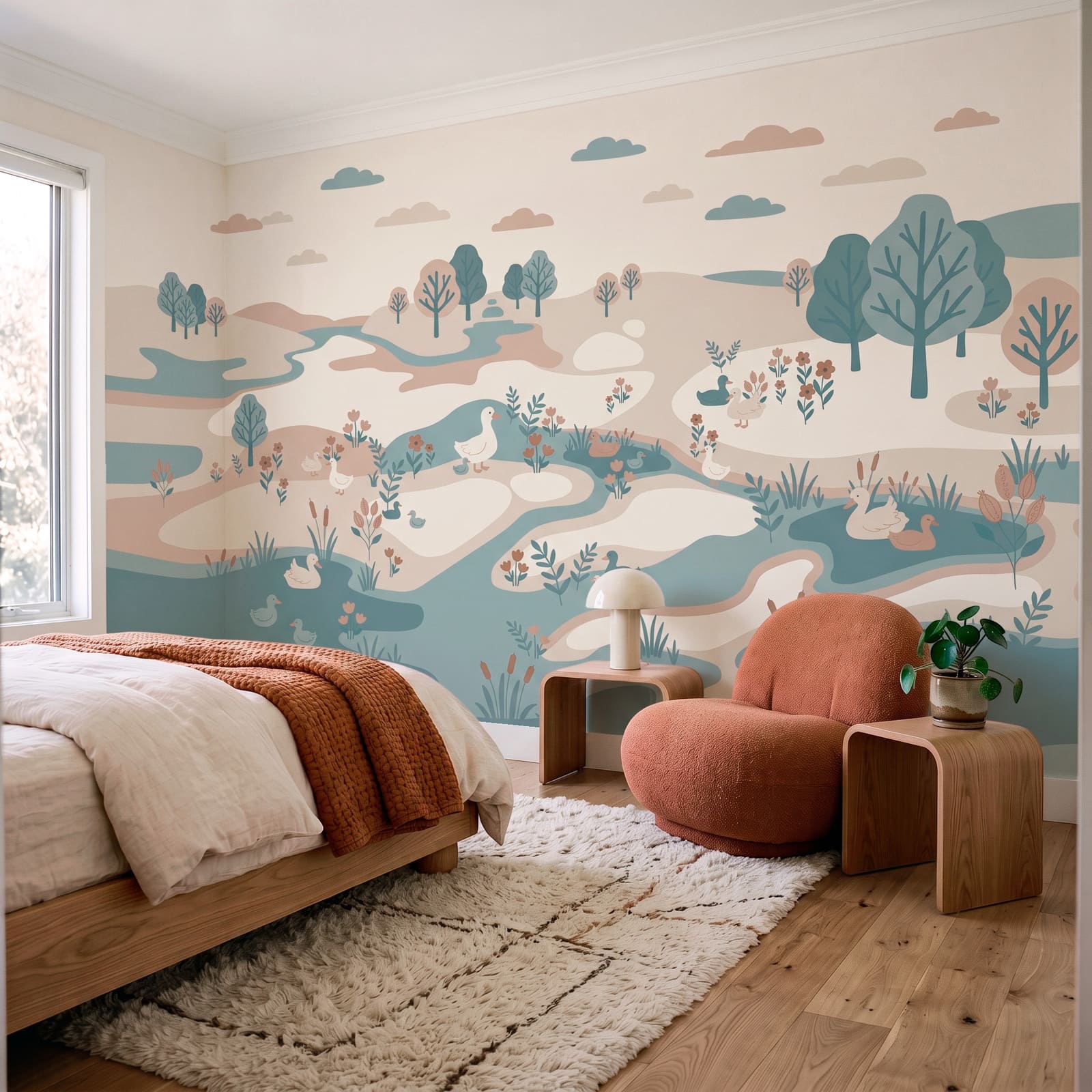 Paysage avec des canards et des arbres Paysage avec des canards et des arbres