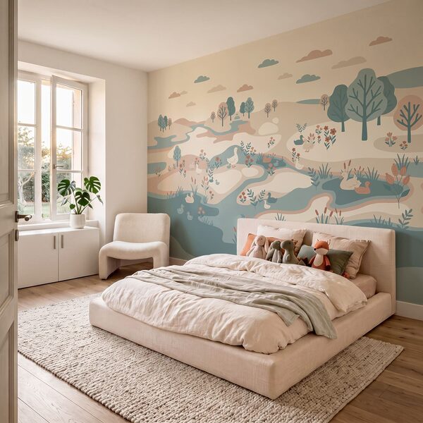 Paysage avec des canards et des arbres Paysage avec des canards et des arbres