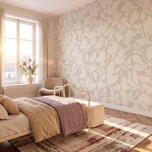 Motif de feuilles sur fond gris Motif de feuilles sur fond gris