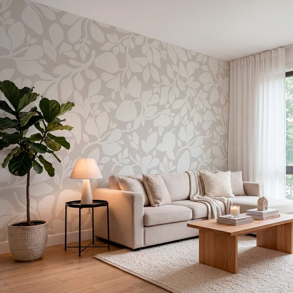 Motif de feuilles sur fond gris Motif de feuilles sur fond gris