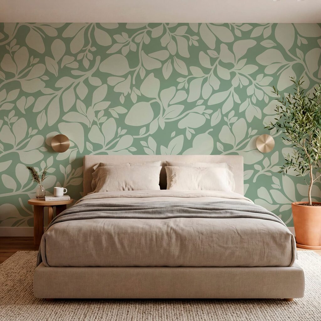 Motif de feuilles sur fond vert Motif de feuilles sur fond vert