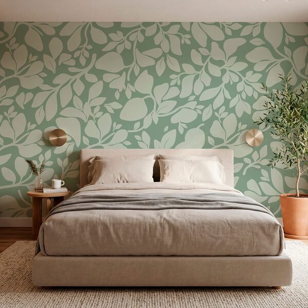 Motif de feuilles sur fond vert Motif de feuilles sur fond vert