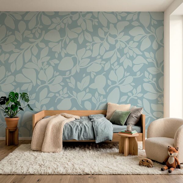 Motif de feuilles sur fond bleu Motif de feuilles sur fond bleu