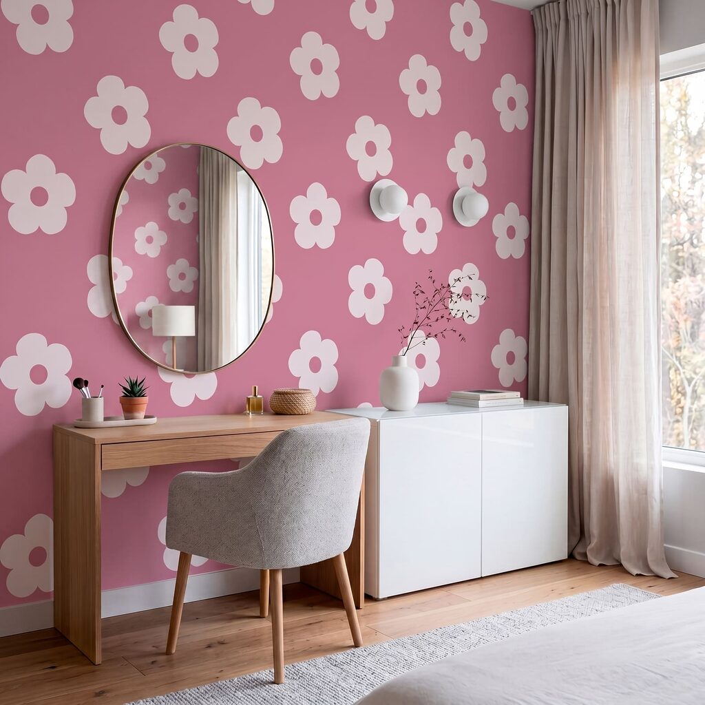 Motif floral rose et blanc Motif floral rose et blanc