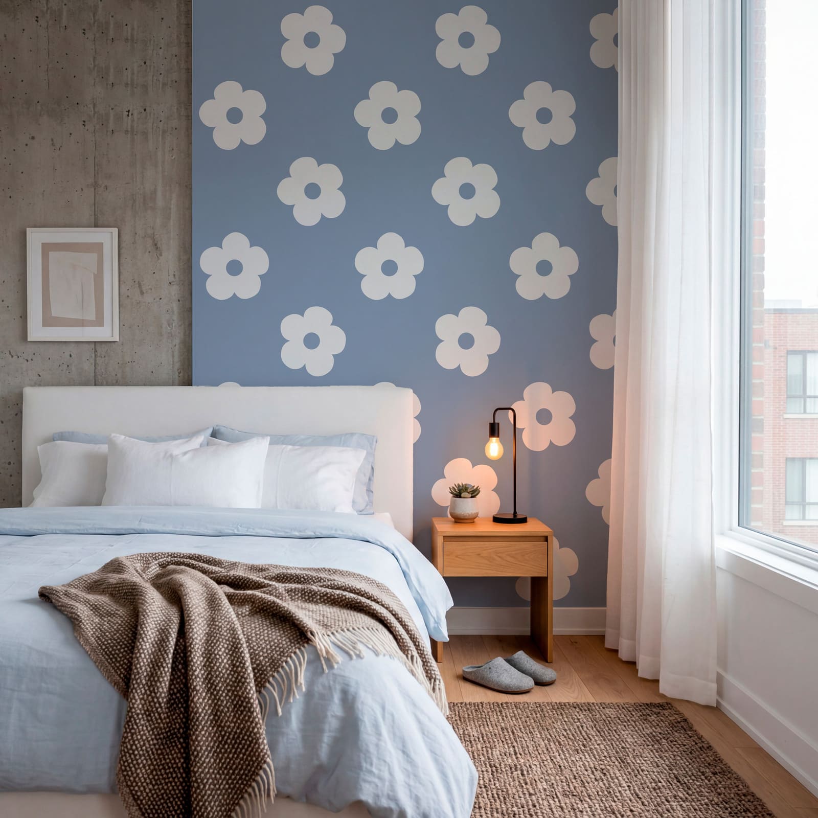 Motif de fleurs blanches sur fond bleu Motif de fleurs blanches sur fond bleu