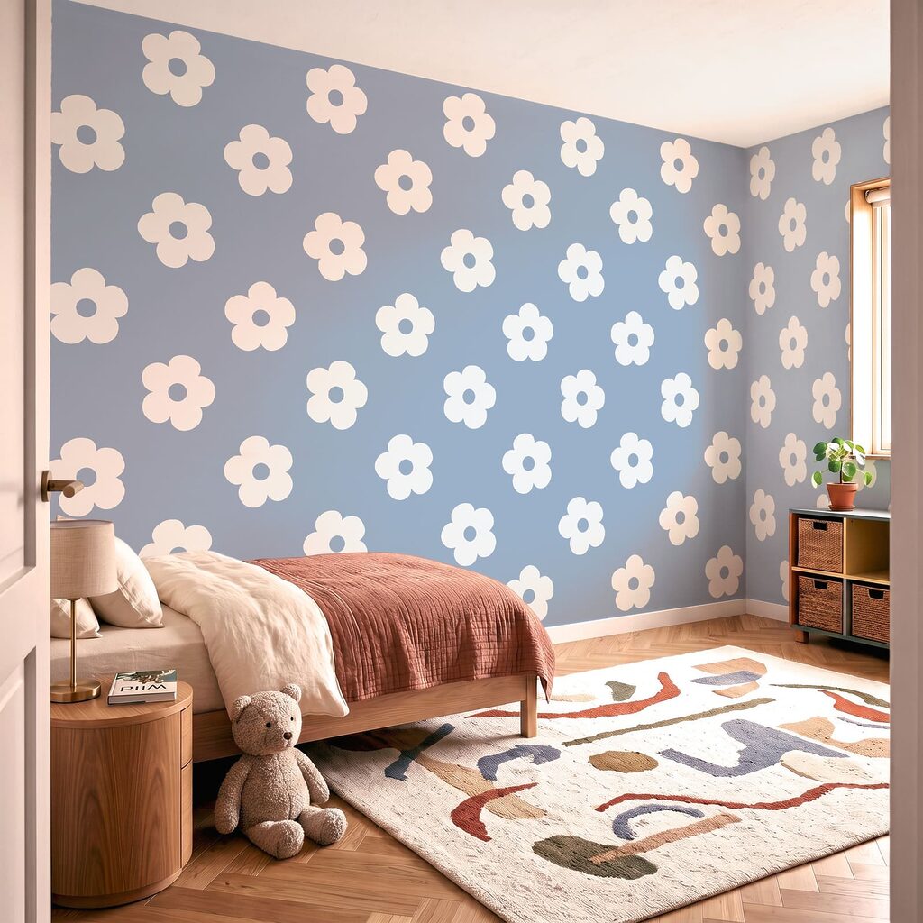Motif de fleurs blanches sur fond bleu Motif de fleurs blanches sur fond bleu