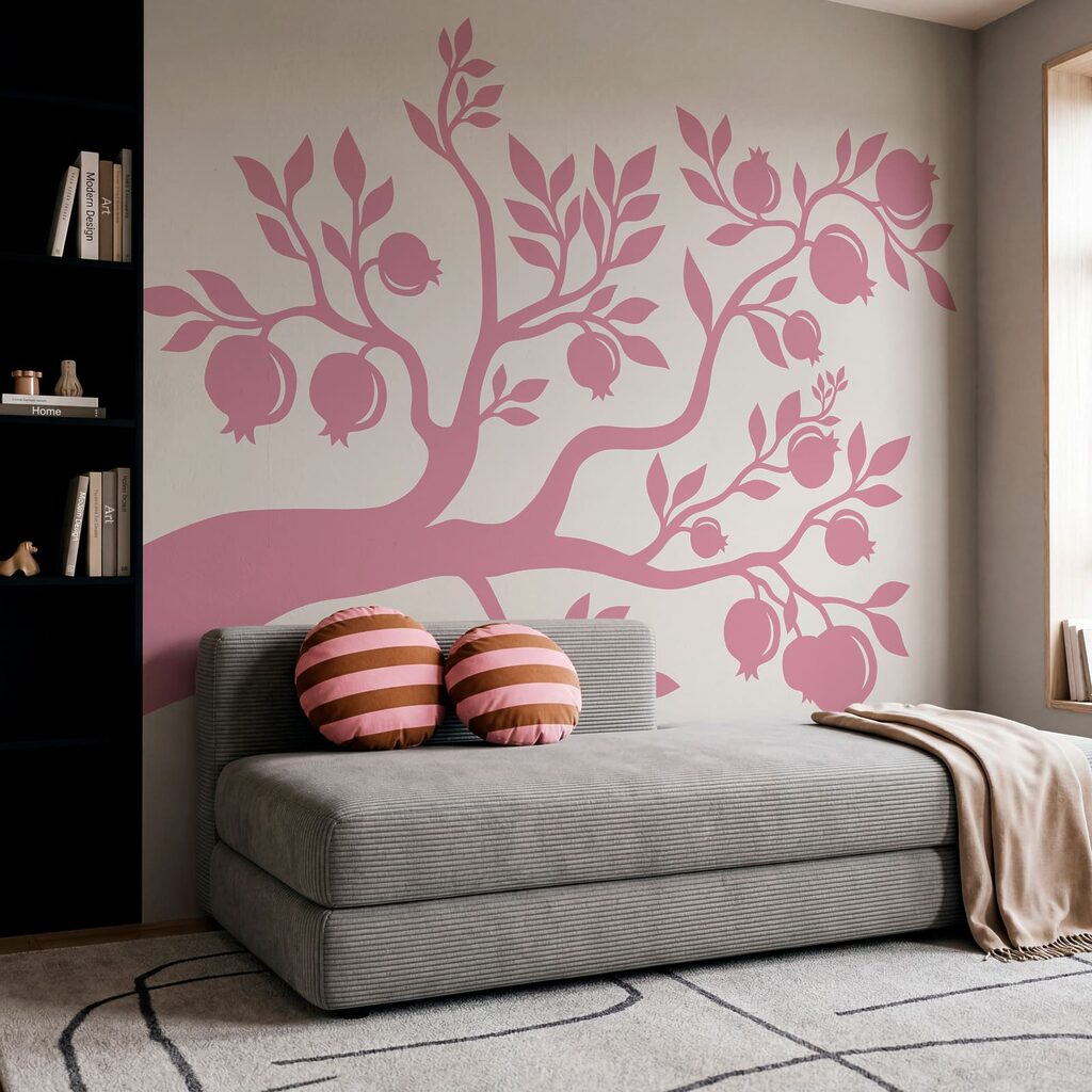 Arbre aux branches roses et aux fruits Arbre aux branches roses et aux fruits