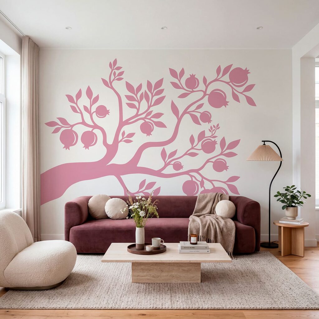 Arbre aux branches roses et aux fruits Arbre aux branches roses et aux fruits