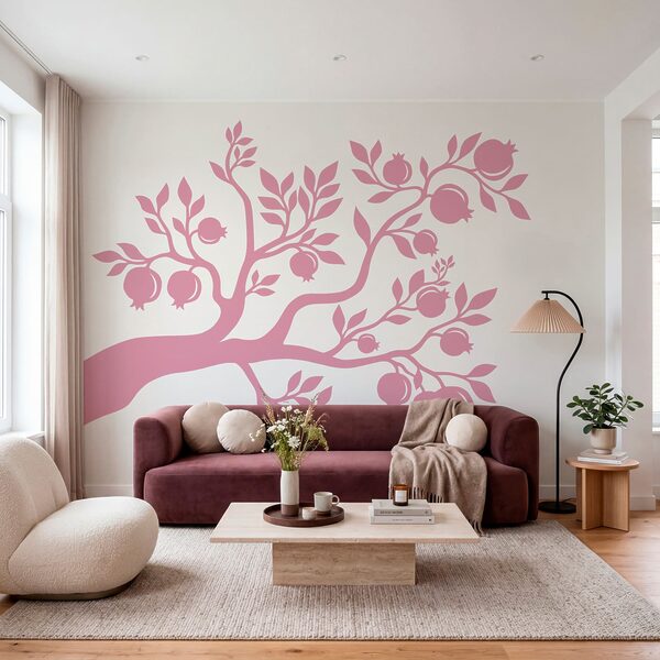 Arbre aux branches roses et aux fruits Arbre aux branches roses et aux fruits