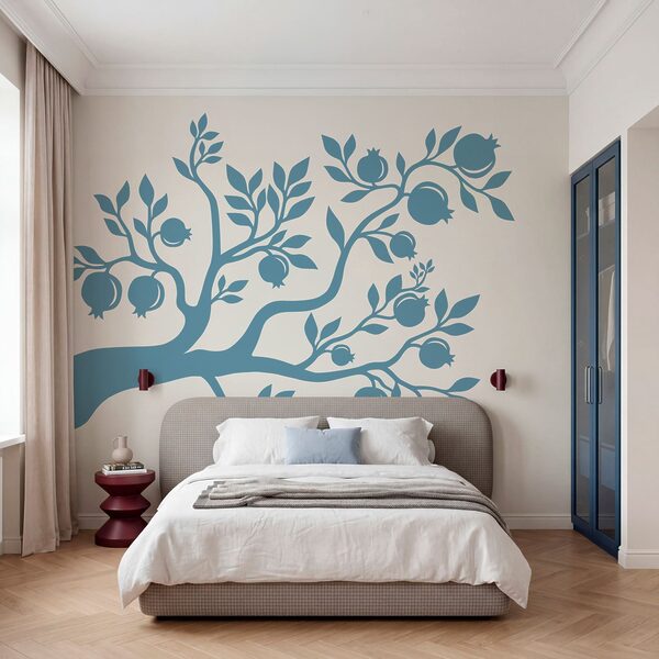 Arbre bleu avec des feuilles et des fruits Arbre bleu avec des feuilles et des fruits