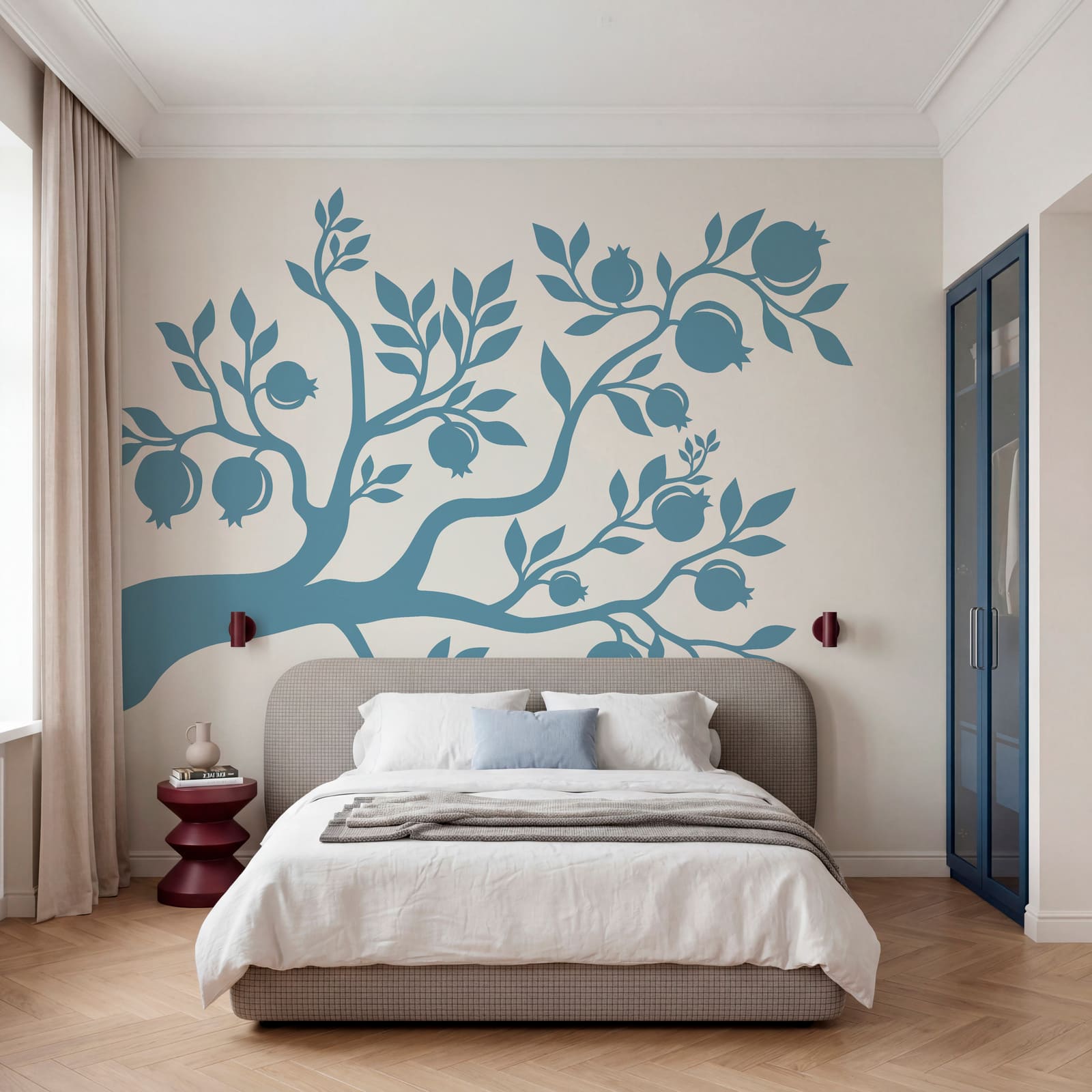 Arbre bleu avec des feuilles et des fruits Arbre bleu avec des feuilles et des fruits