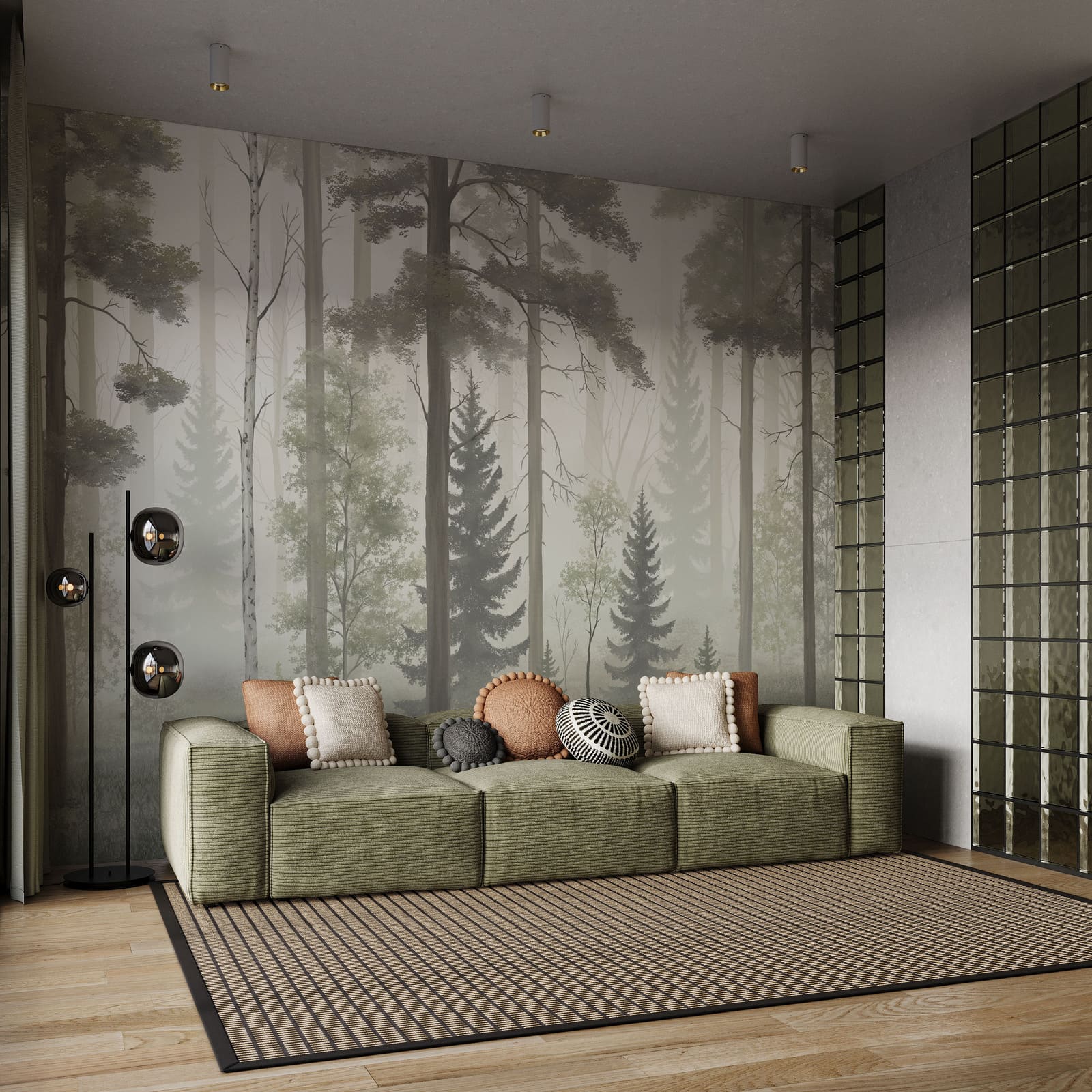 Forêt brumeuse avec des arbres