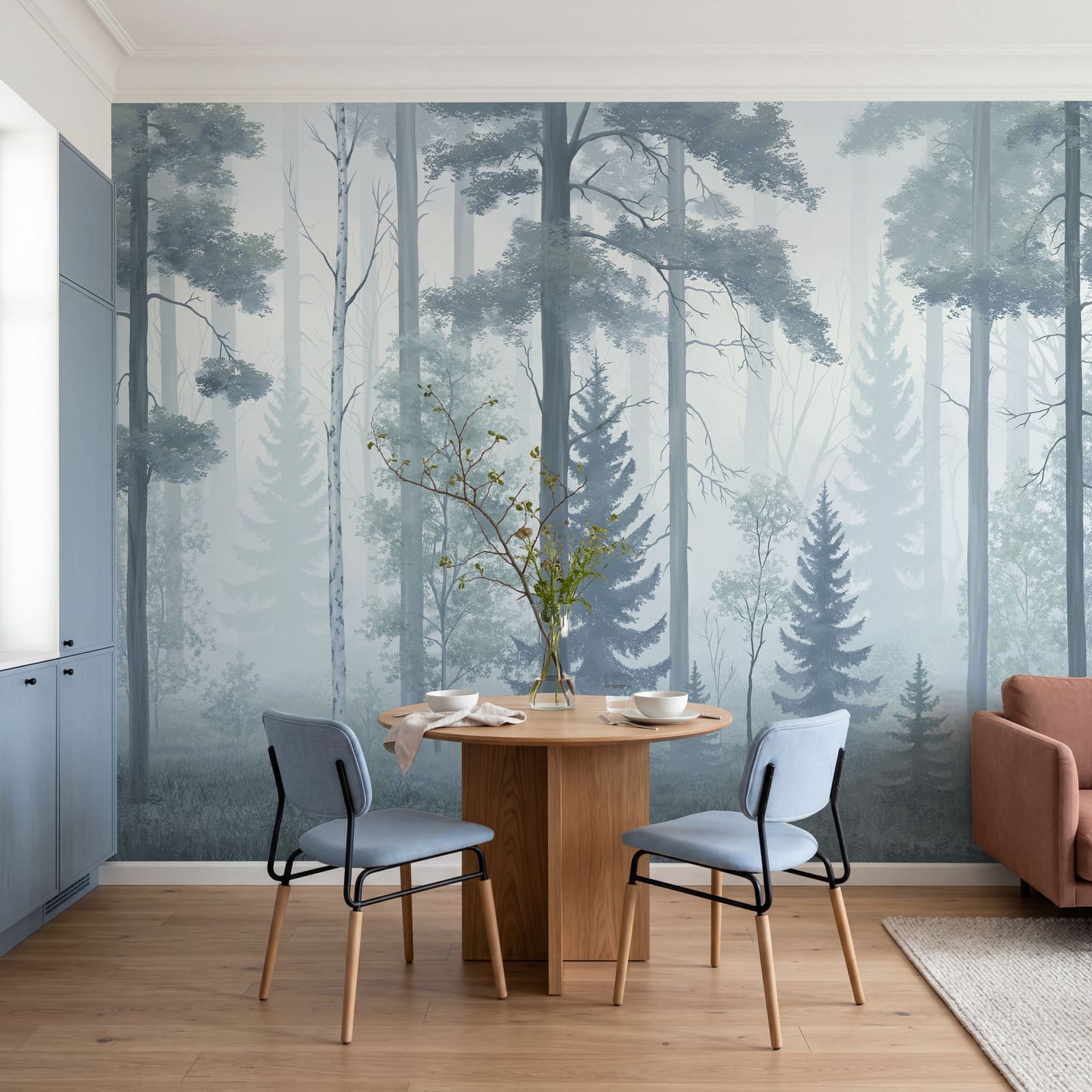 Forêt brumeuse avec des arbres Forêt brumeuse avec des arbres