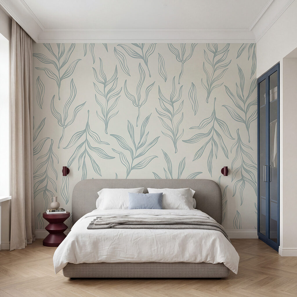 Motif de feuilles sur fond blanc