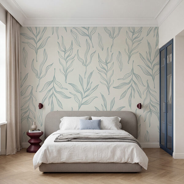 Motif de feuilles sur fond blanc