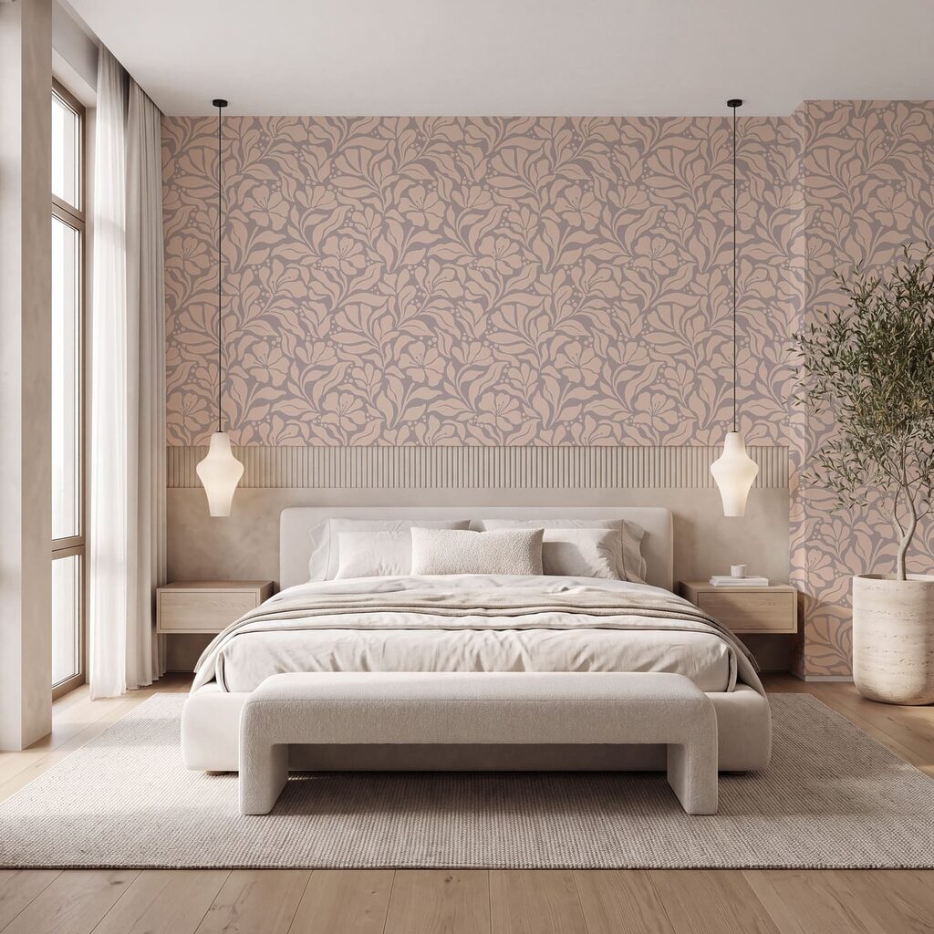 Motif floral sur fond rose
