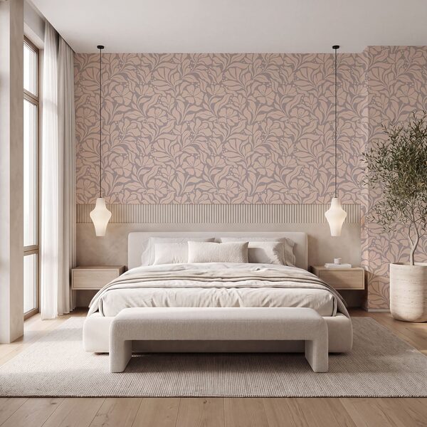 Motif floral sur fond rose