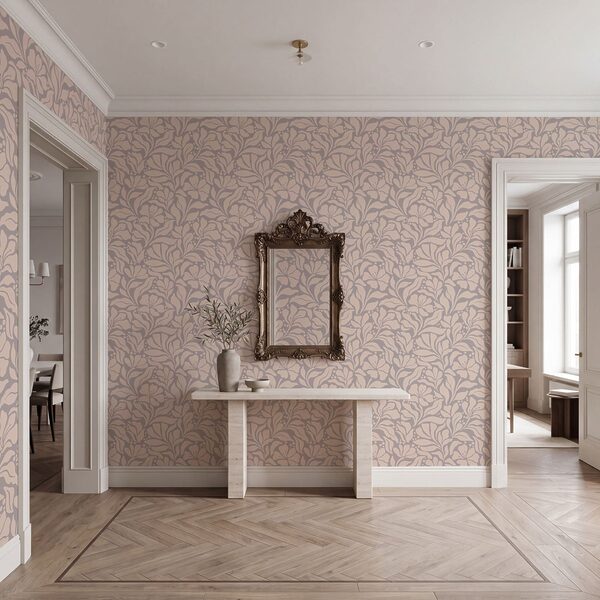 Motif floral sur fond rose