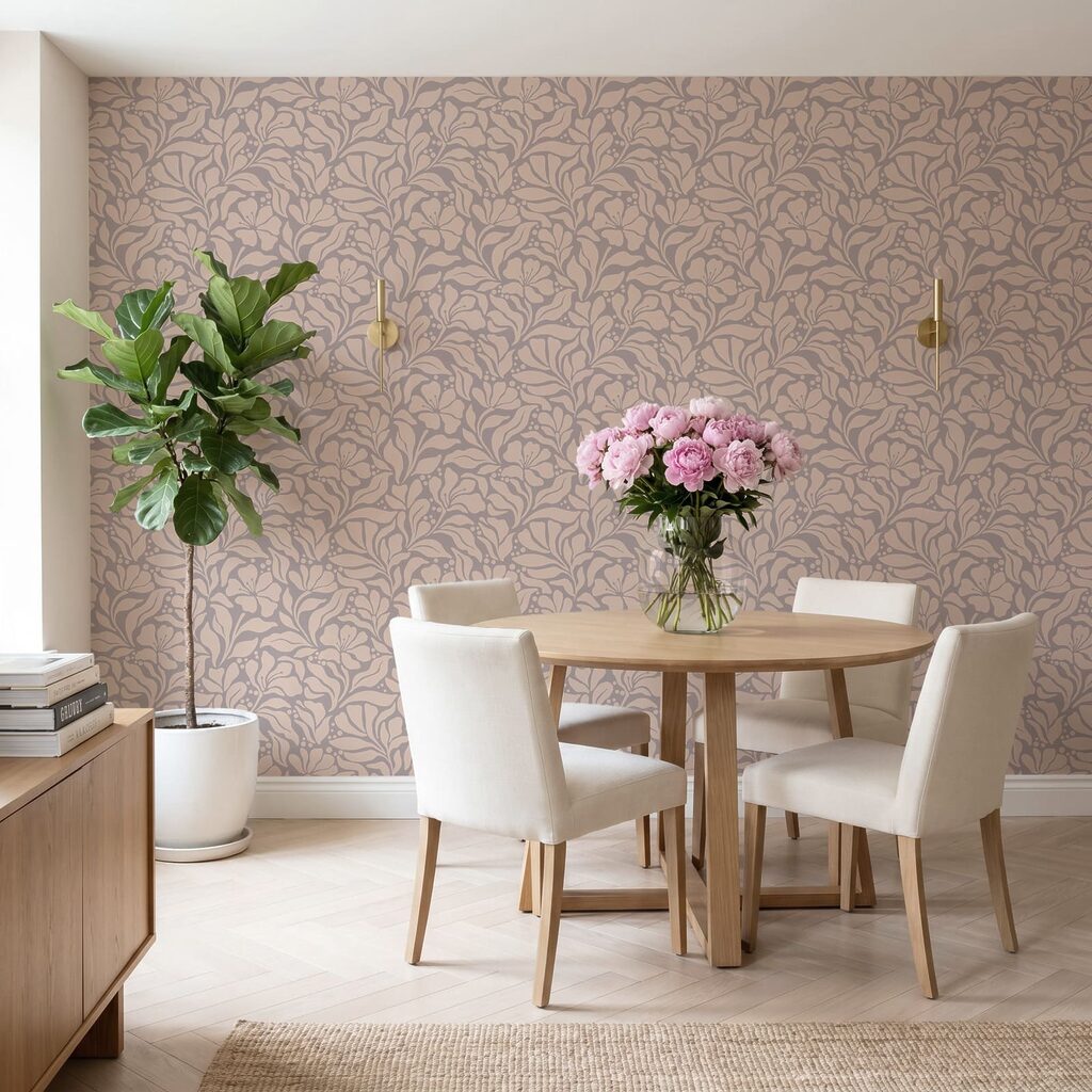 Motif floral sur fond rose