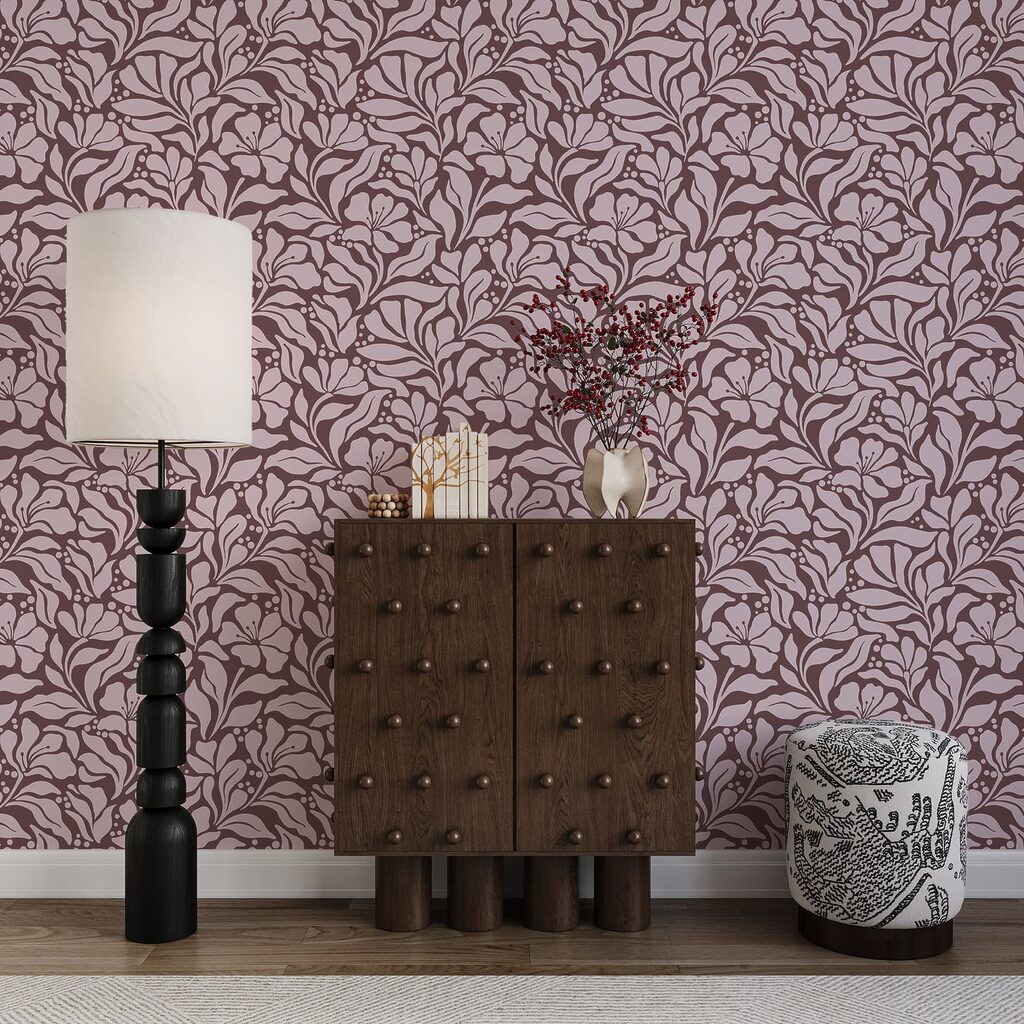 Motif floral sur fond rose