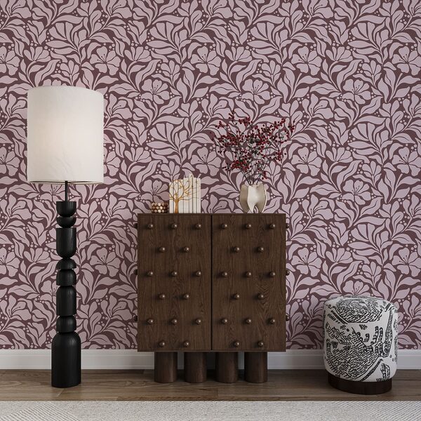 Motif floral sur fond rose