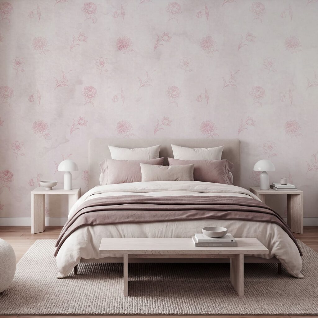 Motif de fleurs roses sur fond blanc