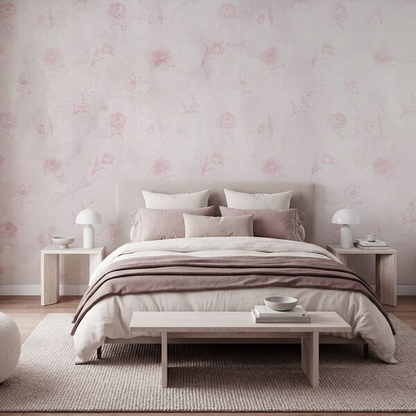 Motif de fleurs roses sur fond blanc