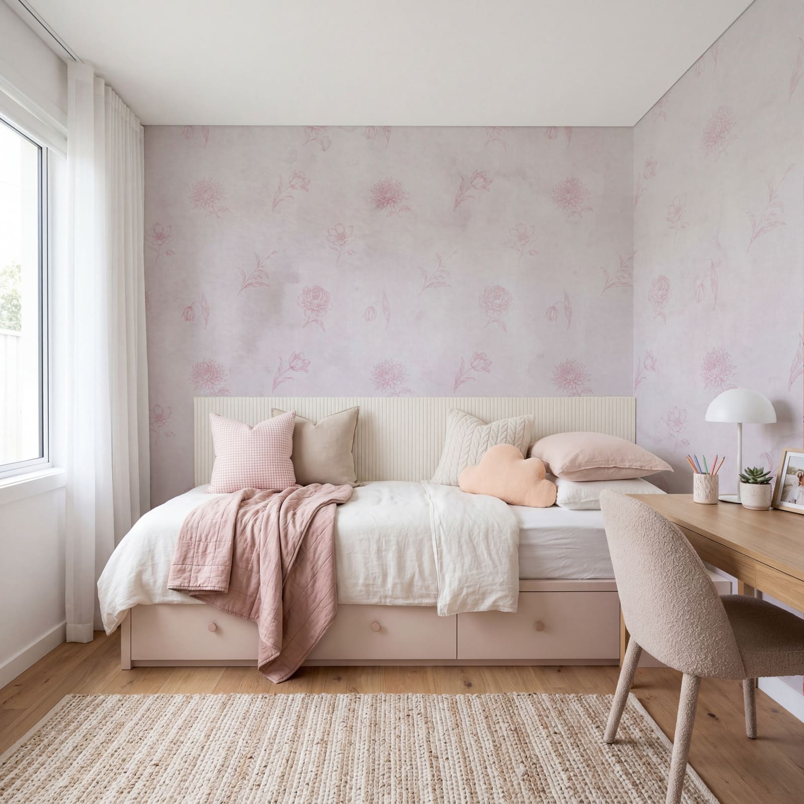 Motif de fleurs roses sur fond blanc