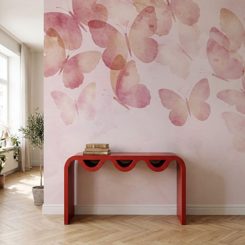 Groupe de papillons sur fond rose Groupe de papillons sur fond rose