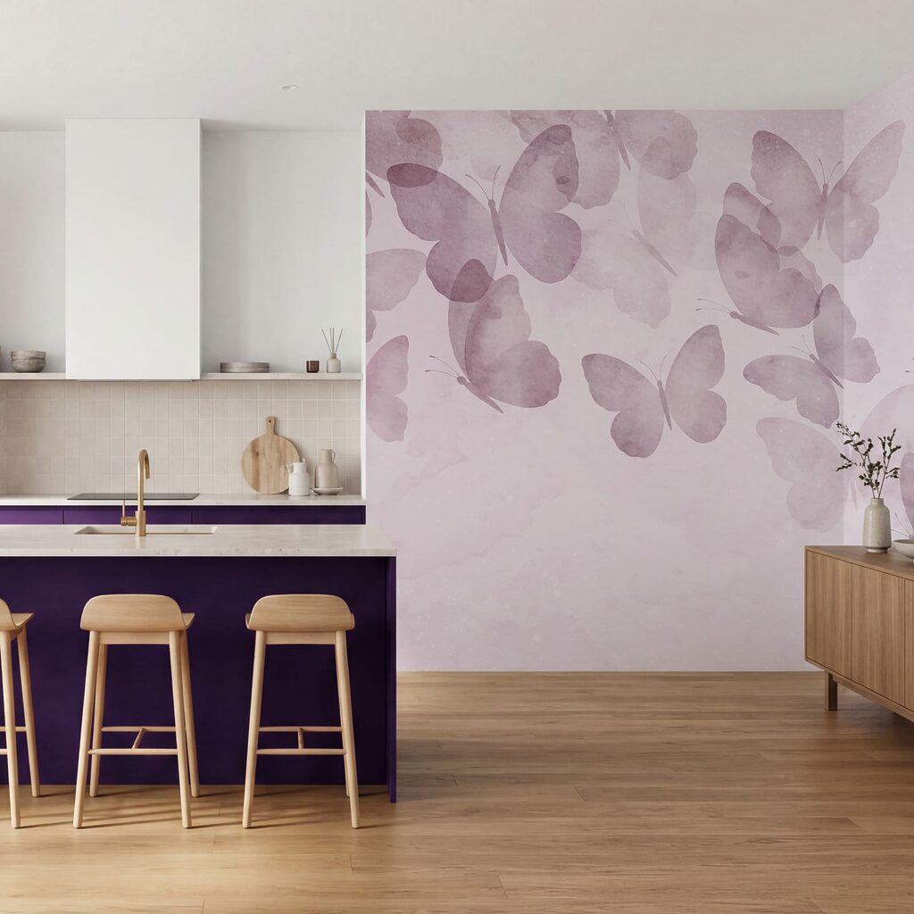 Groupe de papillons sur fond rose