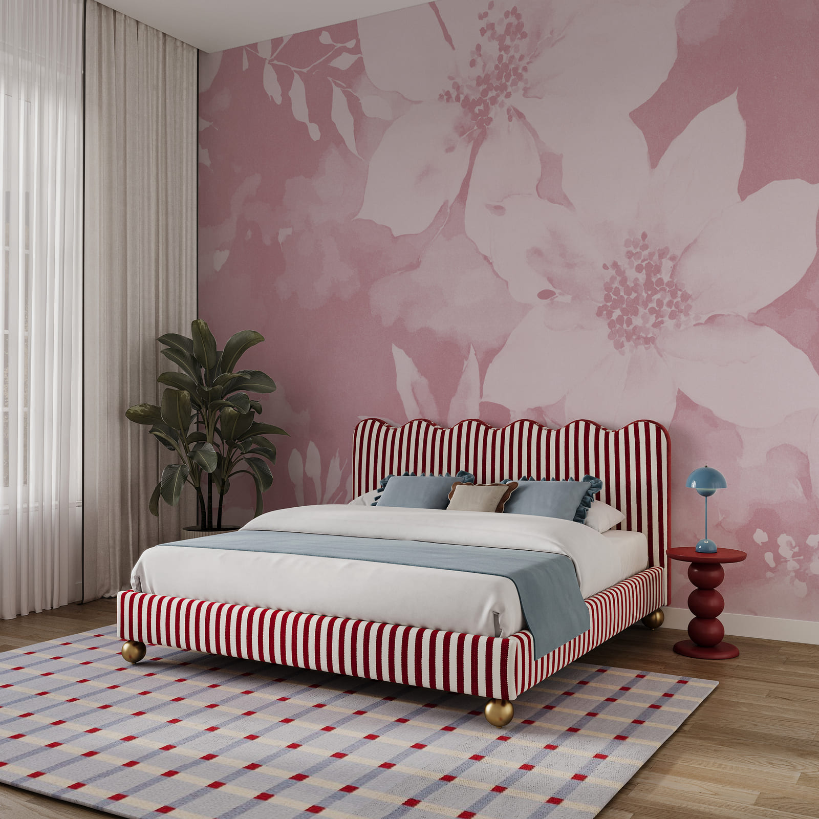 Motif floral rose avec des fleurs blanches