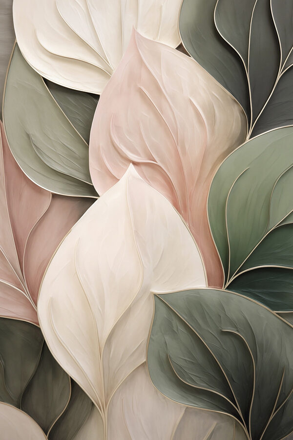 Elegant leaves in soft, muted colors