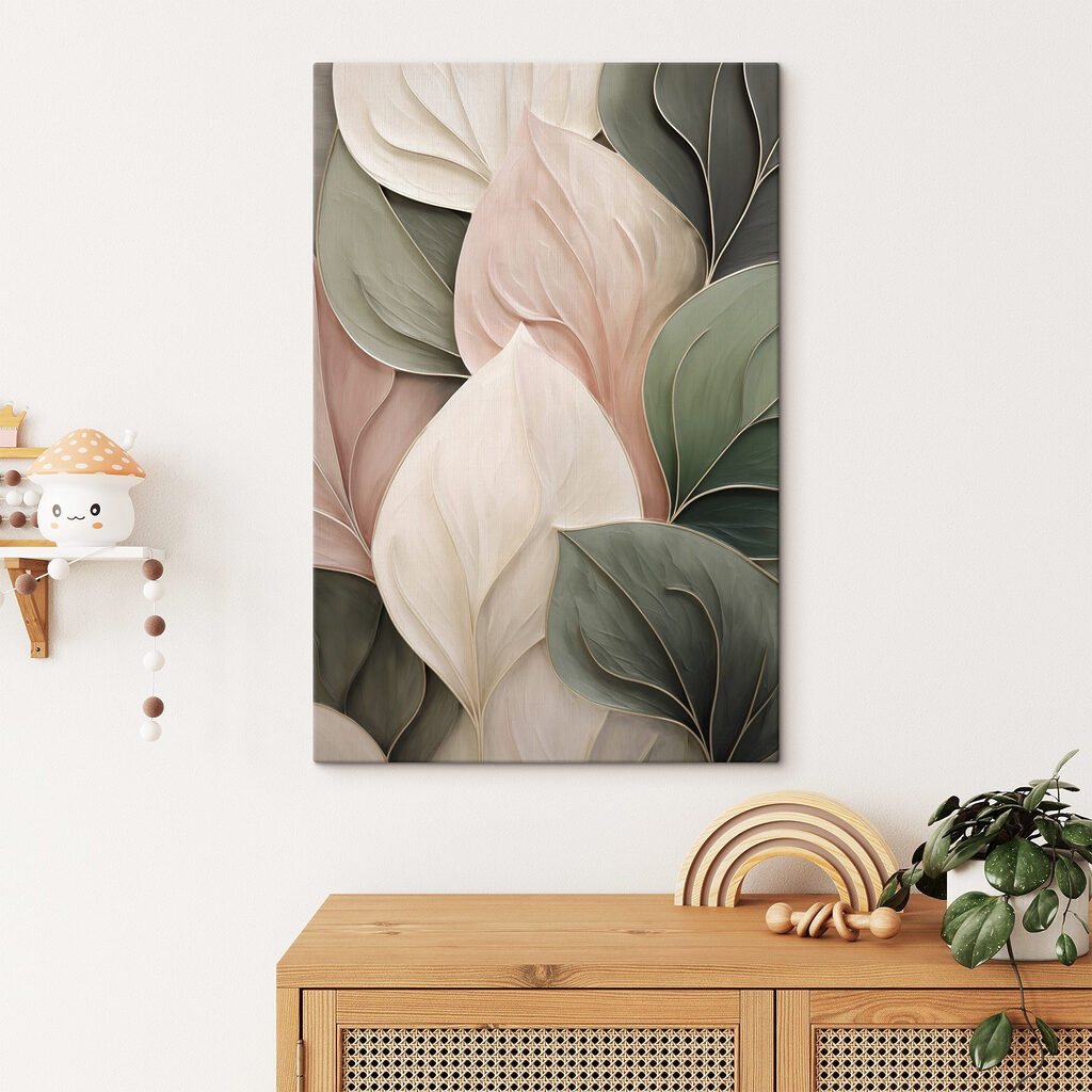 Elegant leaves in soft, muted colors