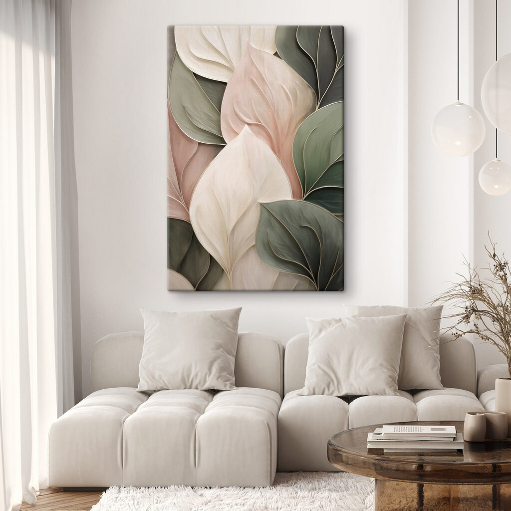 Elegant leaves in soft, muted colors