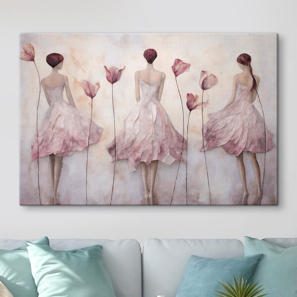 Painting of a woman in a dress with flowers Painting of a woman in a dress with flowers