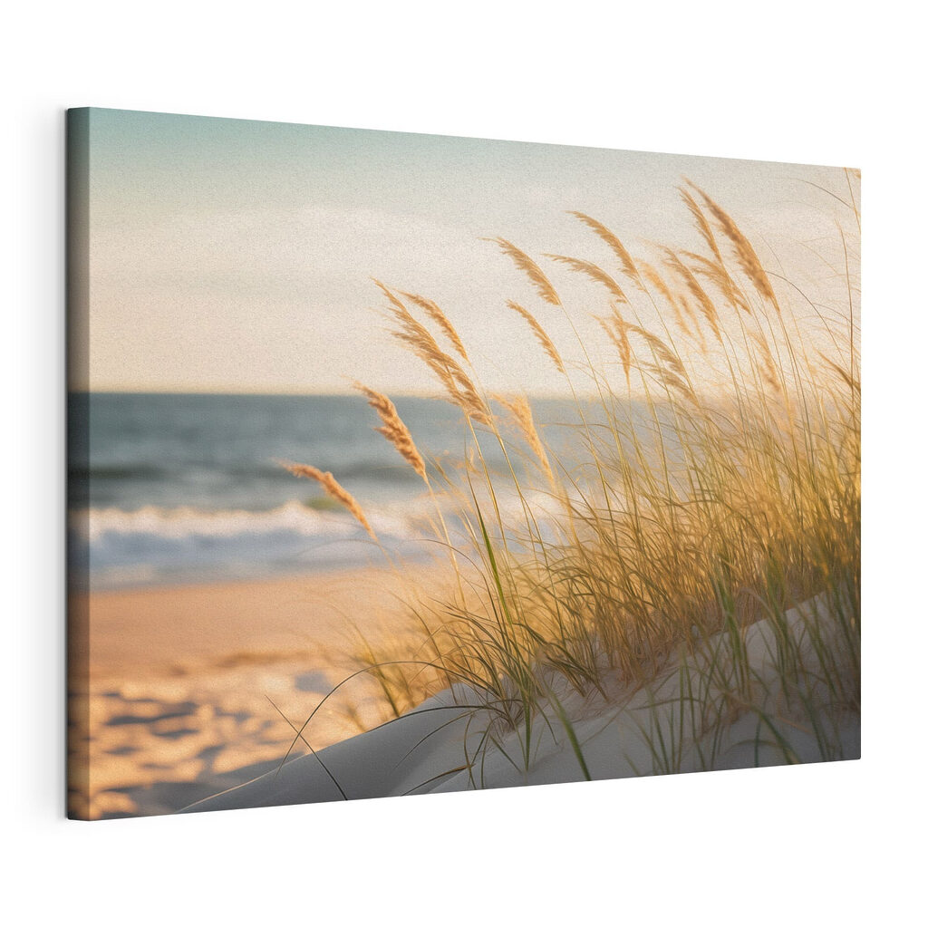 Calm waves meet swaying grass Calm waves meet swaying grass