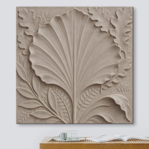 Stone carving of a leaf and leaves Stone carving of a leaf and leaves