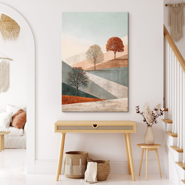 Painting of trees on a hill Painting of trees on a hill