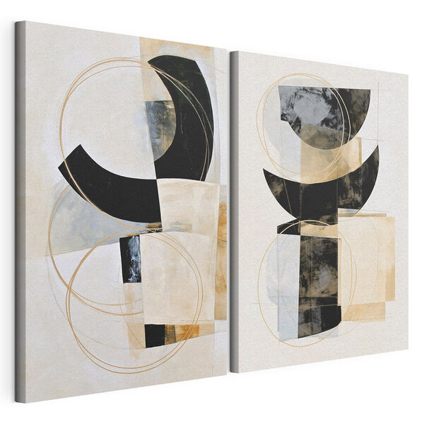 Impression sur toile modulaire Peinture représentant deux cercles et deux autres cercles
