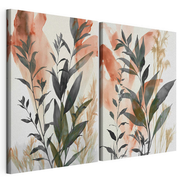 Peinture représentant des plantes feuillues Impression sur toile modulaire Peinture représentant des plantes feuillues