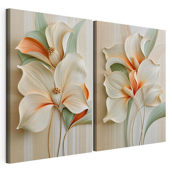 Impression sur toile modulaire Motif floral élégant aux couleurs douces